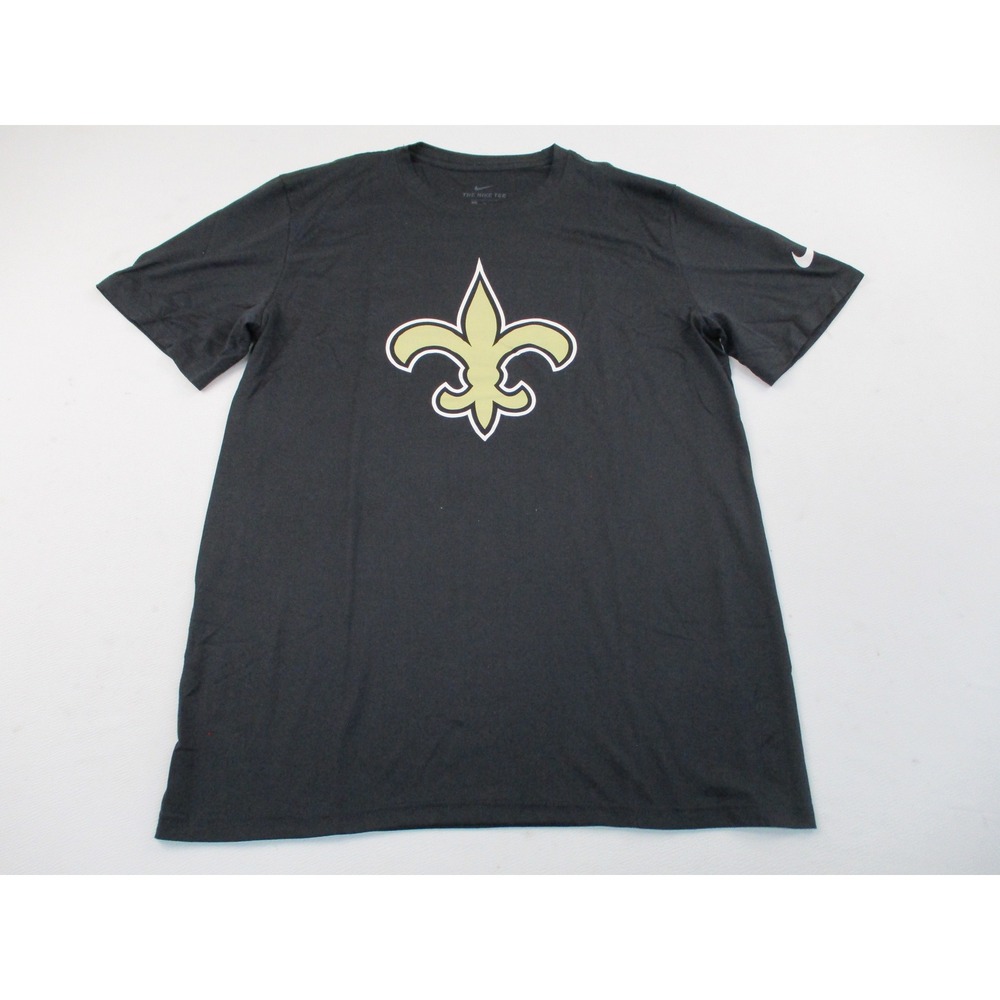 Nike T-Shirt Mens Medium Black New Orleans Saints Dri-FIT Fleur-de-lis Logo Tee